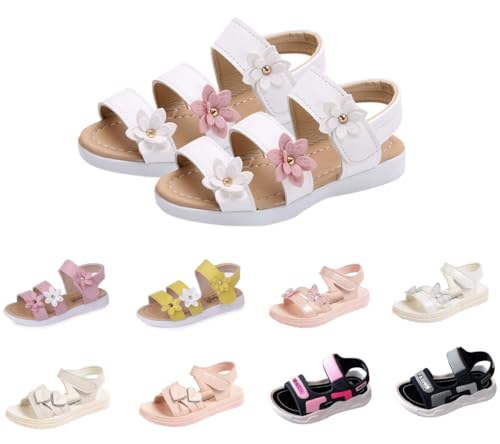 Generisch Sandalen Für Mädchen - Strandschuhe Prinzessin Schuhe Blumen Flach Sommerschuhe Sandaletten Leicht Bequem Kinderschuhe Strandsandalen Rutschfest Sandals Sportsandalen Gr.21-36 von Generisch