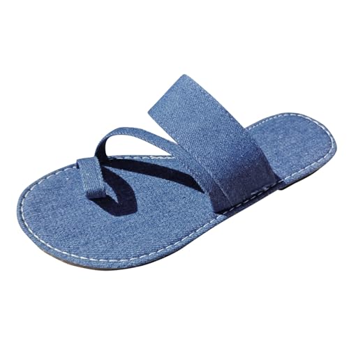 Generisch Sandaletten Herren Sport- & Outdoorsandalen Für Jungen Damen Sandaletten Sommermode Denim Flip Flops Outdoor Strand Hausschuhe Outdoor Schuhe Winter Zehentrenner Damensandalen (Blue, 38) von Generisch