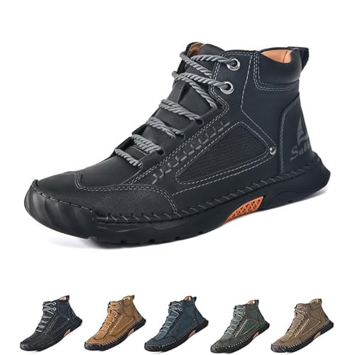 Generisch Sawbehind Mens Boots, Sawbehind Men's Comfortable Handmade Leather Boots, Arch Support & Spacious Toe Box for Outdoor Adventures(Black,numeric_41) von Generisch