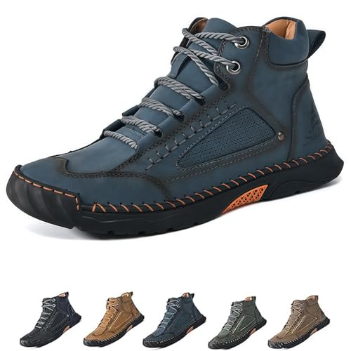Generisch Sawbehind Mens Boots, Sawbehind Men's Comfortable Handmade Leather Boots, Arch Support & Spacious Toe Box for Outdoor Adventures(Blue,numeric_41) von Generisch