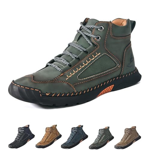 Generisch Sawbehind Mens Boots, Sawbehind Men's Comfortable Handmade Leather Boots, Arch Support & Spacious Toe Box for Outdoor Adventures(Green,numeric_41) von Generisch