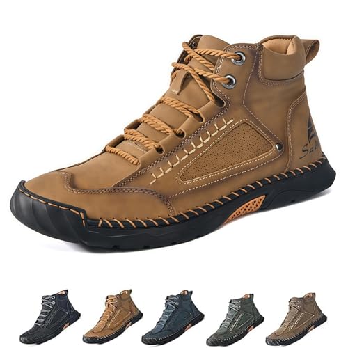 Generisch Sawbehind Mens Boots, Sawbehind Men's Comfortable Handmade Leather Boots, Arch Support & Spacious Toe Box for Outdoor Adventures(Khaki,numeric_45) von Generisch