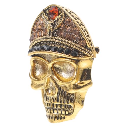 Generisch Schädel Brosche Strass Vintage Mode Accessoire für Frauen Halloween Kostüm Pin für Kleidung Schals und Hüte von Generisch