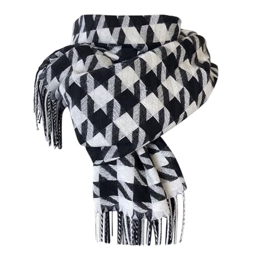 Generisch Schal Damen Winter Warm Deckenschal Halstücher Schwarzes weißes Kariertes Scarf Leichter Weich Strickschal Winterschal Mode Halstuch Damenschal von Generisch