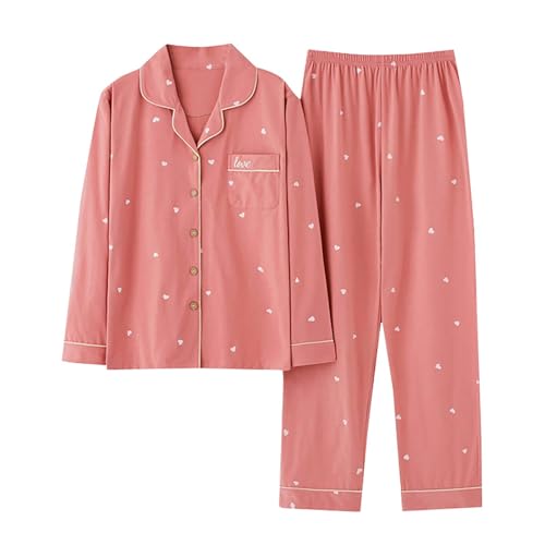 Generisch Schlafanzüge Für Damen Pjama Set Schlafanzug Einfarbig Leichter Weichem Loungewear Mit Knöpfe Nachtwäsche Und Pyjamahose 2 Teilig Outfit Casual Elegant Hausanzug Home Freizeitanzug von Generisch