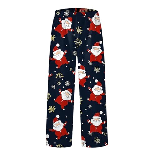 Generisch Schlafhose Damen Lang Weihnachtshosen Flauschig Pyjama Familie Weihnachtshose Schlafhose Warme Weich Pyjamas Plüschhose Mit Blumenmuster Stretch Weich Relaxhose Yogahose von Generisch