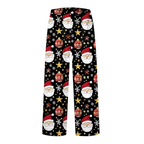 Generisch Schlafhose Damen Lang Weihnachtshosen Flauschig Pyjama Familie Weihnachtshose Schlafhose Warme Weich Pyjamas Plüschhose Mit Blumenmuster Stretch Weich Relaxhose Yogahose von Generisch