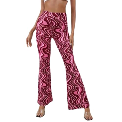Generisch Damen Schlaghose - 70er Jahre Boho Hose mit Blumenmuster - Hohe Taille - Rot - Größe S Generisch Damen Schlaghose - 70er Jahre Boho Hose mit Blumenmuster - Hohe Taille - Rot - Größe S von Generisch