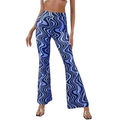 Generisch Schlaghose Damen, 70er Jahre Schlaghose Für Damen – Boho 60er Hose Hippie Blumen High Waist Outfit Disco Kostüm Yogahose Leggings Hippie Hose Frauen Festival Hosen Frauen Bunte Damenhose von Generisch