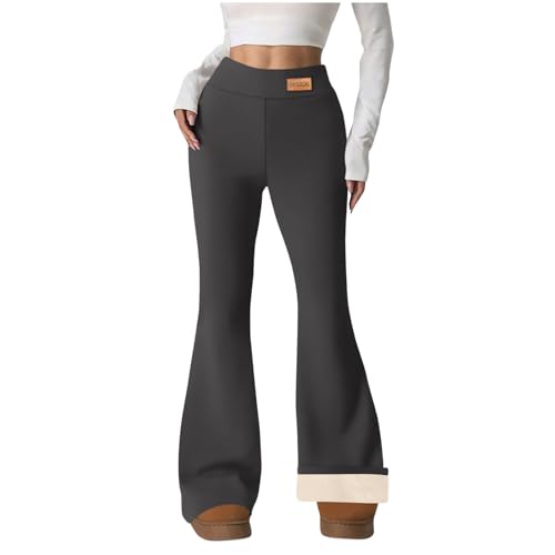 Generisch Schlaghose Damen Elegant Thermohose High Waist Yogahose Warm Thermoleggins Elastische Freizeithose Stoffhose Röhrenhose Relaxhose Jogginghose Sporthose Bequem Laufhose Dunkelgrau S von Generisch