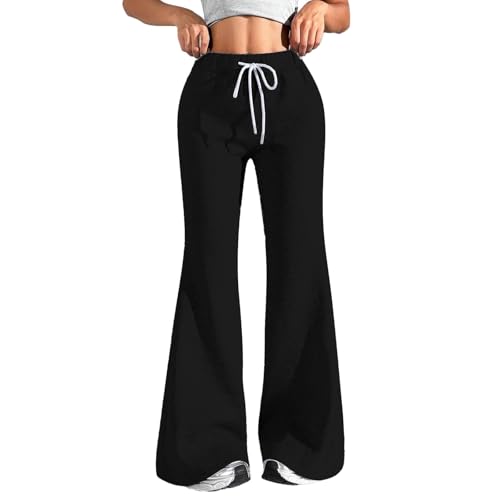 Generisch Schlaghose Damen Yogahose Casual Bootcut - Low Waist Jogginghose Schlaghosen Lange Y2K Gym Sporthose Stretch Flared Sweatpants Fitness Blickdicht Traininghose Haushose Hosen von Generisch