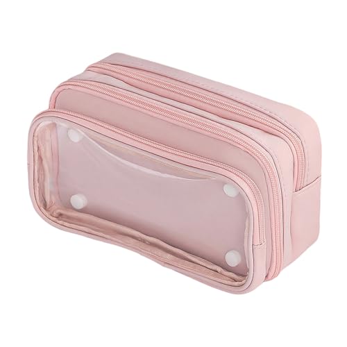 Generisch Schlampermäppchen, Schlamperetui, Durchsichtige Tasche Transparente Bleistifttasche, Boy Große Bleistifttasche Schreibwaren-Federmäppchen for Mädchen Zurück zur Schule FüR Die Schule (Pink) von Generisch