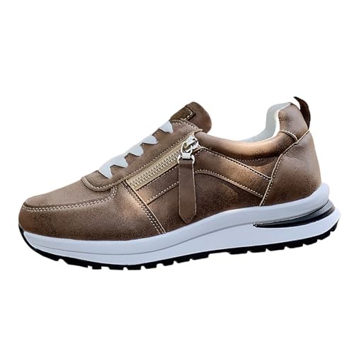 Generisch Schlupf Sneaker Damen Bequem Orthopädische Freizeitschuhe Leicht Arch Support Cushion Laufschuhe Atmungsaktiv rutschfest Walkingschuhe Weite Füße Damenschuhe Sneaker Damen Chic Braun 37 von Generisch