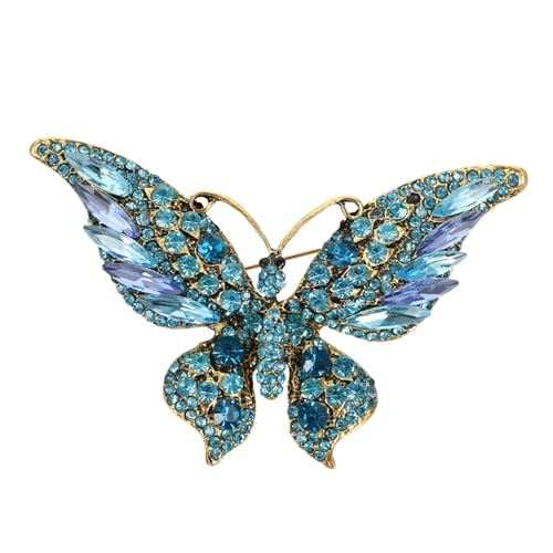 Generisch Schmetterling Brosche mit Strassbesatz Hochwertige Legierung Sichere Anstecknadel für Kleidung Anzüge Rucksäcke Modisches Accessoire für Damen und Vielseitige Anlässe von Generisch