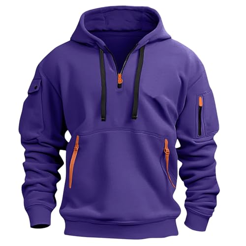 Generisch Schnäppchen des Tages, Herren Sweatjacke Ohne Kapuze Coole Warme Half Zip Pullover Weihnachten Herren Mit Kapuze Sport Zipper Hoodie Arbeit Militär Herren Klamotten Herren-Sweatshirt 3XL von Generisch