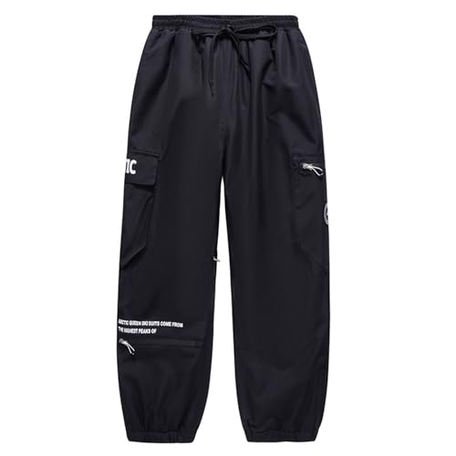 Generisch Schneehose Damen Winter Wasserdicht Gummizug Atmungsaktiv Skihose Damen Herren Baggy Warm Snowboardhose Damen Herren High Waist Weit Outdoor Skihosen Lang Ski Hosen für Männer Frauen von Generisch