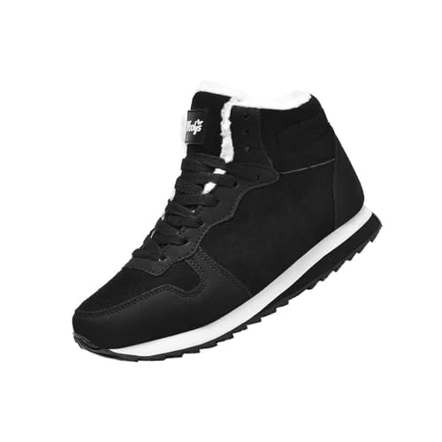 Generisch Schneeschuhe Herren Warm, Sneaker rutschfeste Sohle, Sportschuhe Mit Schnürung Winterschuhe Fleece Outdoorschuhe Einfarbig Joggingschuhe Leicht Laufschuhe Alltag Casual Herrenschuhe von Generisch