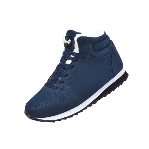 Generisch Schneeschuhe Herren Warm, Sneaker rutschfeste Sohle, Sportschuhe Mit Schnürung Winterschuhe Fleece Outdoorschuhe Einfarbig Joggingschuhe Leicht Laufschuhe Alltag Casual Herrenschuhe von Generisch