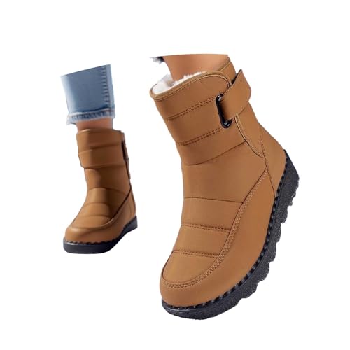 Generisch Schneestiefel Damen Einfarbig Elegant Schlupfschuhe Bequeme Boots Winter Schlupfstiefel Modische Halbstiefel Casual Style Herbst Ankle Niedrigem Absatz Stiefel Snow Winterboots von Generisch