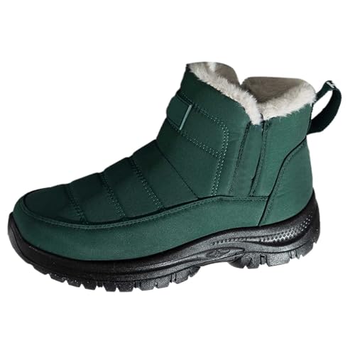 Generisch Schneestiefel Damen Warm Gefütterte Winterschuhe Einfarbig Elegant Schlupfschuhe Modische Halbstiefel Outdoor Baumwollstiefel Bequeme Boots Casual Style Kurzschaft Stiefel Schuhe von Generisch