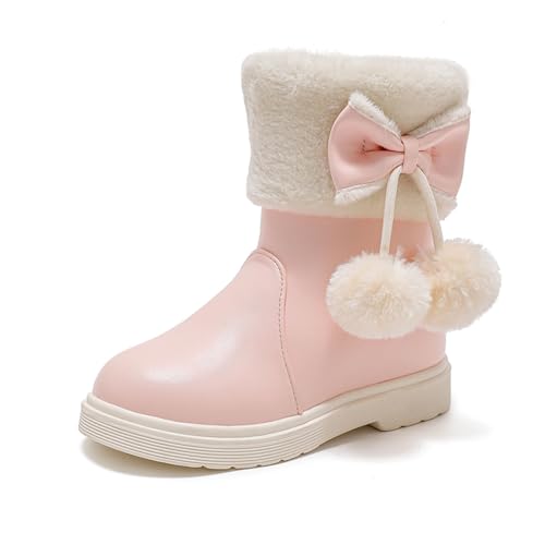 Generisch Schneestiefel für Mädchen im Herbst und Winter, Dicke Sohle, rutschfest, warm, bequem, einfarbig, mit Schleife Winterstiefel 26 Jungen (27.5 Little Child) von Generisch