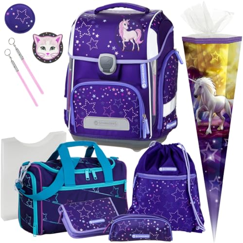 Generisch Schneiders ERGOLITE - COSMIC GIRL - Einhorn - Schulranzen-Set mit LED-LEUCHTSYSTEM 12tlg. mit SPORTTASCHE und SCHULTÜTE - HEFTBOX GRATIS DAZU - 78365-074 von Generisch