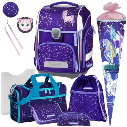 Generisch Schneiders ERGOLITE - COSMIC GIRL - Einhorn - Schulranzen-Set mit LED-LEUCHTSYSTEM 12tlg. mit SPORTTASCHE und SCHULTÜTE - HEFTBOX GRATIS DAZU - 78365-074 von Generisch