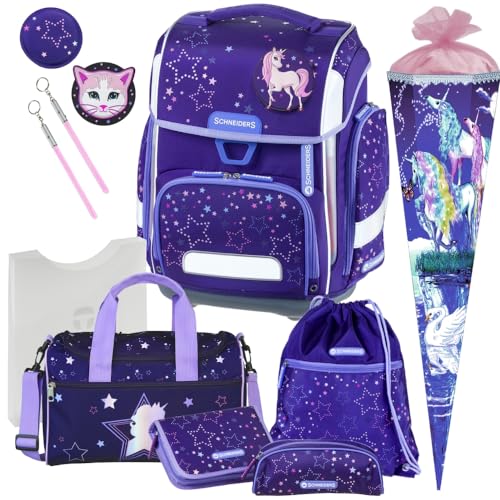 Generisch Schneiders ERGOLITE - Cosmic Girl - Einhorn - Schulranzen-Set mit LED-LEUCHTSYSTEM 12tlg. mit Sporttasche und SCHULTÜTE - HEFTBOX GRATIS DAZU - 78365-074 von Generisch