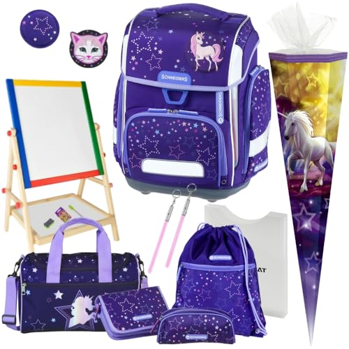 Generisch Schneiders ERGOLITE - COSMIC GIRL - Einhorn - Schulranzen-Set mit LED-LEUCHTSYSTEM 13tlg. mit SPORTTASCHE, SCHULTÜTE und HEFTBOX - SCHREIBTAFEL GRATIS DAZU - 78365-074 von Generisch
