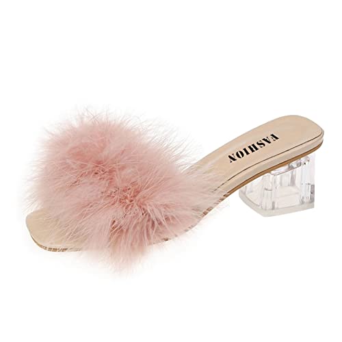 Schnürschuhe Sandalen Lässig Atmungsaktiv Hohe Damenschuhe High Heels Weite H Slipper (Pink 38) von Generisch