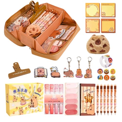 Generisch Schreibwaren Capybara,Federmäppchen Mit Großem Fassungsvermögen | Multifunktional Für Makeup Pinsel Mit Sticker, Clips & Mehr von Generisch