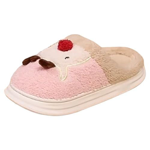 Generisch Schuhe Damen 39 Paar Winter Fawn Muster Cartoon große Größe warm gepolsterte Baumwolle Hausschuhe Keilabsatz Schuhe Damen Sommer Schwarz (45) von Generisch