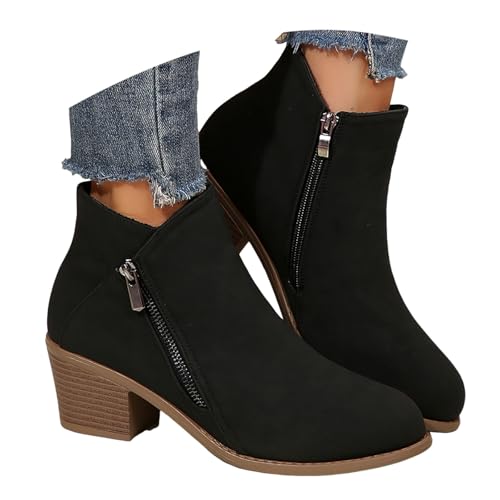 Generisch Schuhe Damen Kurzschaftstiefel Winter Hohe Mädchen Minimalistische Stiefel Mit Seitlichem Reißverschluss Stiefeletten Outdoor Einzelschuhe Freizeitschuhe Schnürstiefel von Generisch