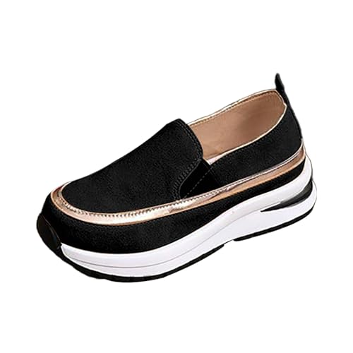 Schuhe Damen Plateau Sandalen,Einfarbige Mit Keilabsatz Bequem,Plateauschuhe Für Damen,Slip-On,Freizeitschuhe Sneaker,Walkingschuhe,Damenschuhe Flach Elegant von Generisch
