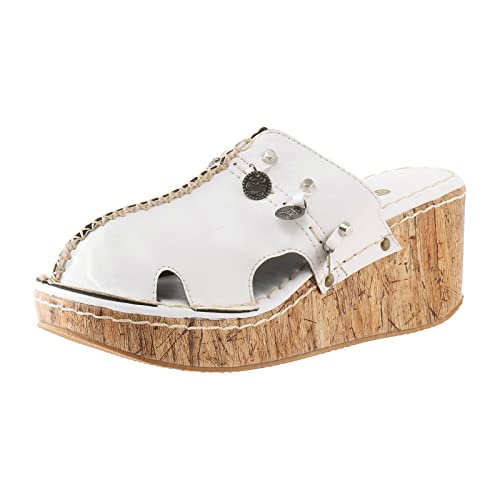 Generisch Schuhe Damen Stiefeletten Sommer Wedges Atmungsaktiver Slip On Runde Zehe Sandalen Hausschuhe Bequeme Strandschuhe Schuhe Silber Damen Absatz (White, 40) von Generisch