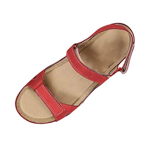 Generisch Schuhe Für Einlagen Damen Hausschuhe Sandalen Outdoor-solide offene Schuhe für Frauen Strand Edges Damenfußfuß gelegentliche Frauen Ballerina Damen Schuhe (Red, 37) von Generisch