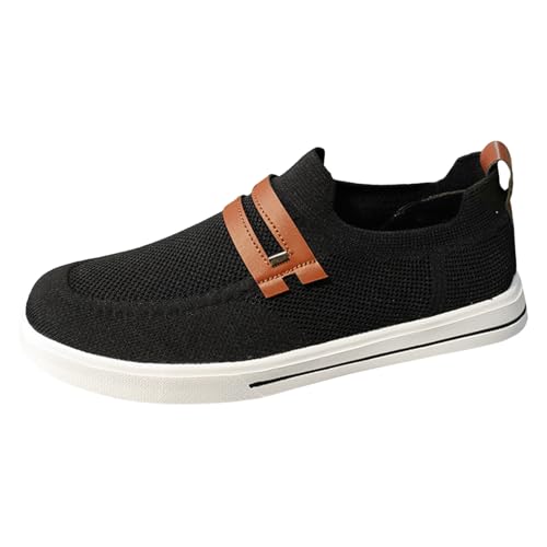 Generisch Schuhe Herren Große Segeltuchschuhe für Herren, Sommer, Fliegengewebe, EIN Fuß, Steigbügel, Faule Schuhe, weiche Unterseite, sportliche Freizeitschuhe (Black, 43) von Generisch