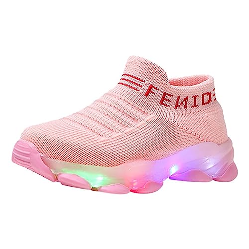 Generisch Schuhe Kind Führen Kinder Baby Mädchen Netz leuchtende Schuhe Socken führte Sport Brief beiläufige Baby Schuhe Kinderschuhe Mit Beleuchtung (Pink, 18-24 Months) von Generisch