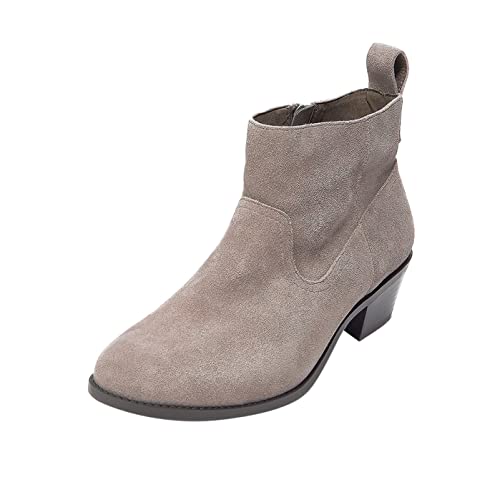 Generisch Schuhe Reißverschluss Warme Damen Seite Winter Zehen Dicke Runde Ferse Stiefel Damenstiefel Damen Walking Schuhe (Grey, 40) von Generisch