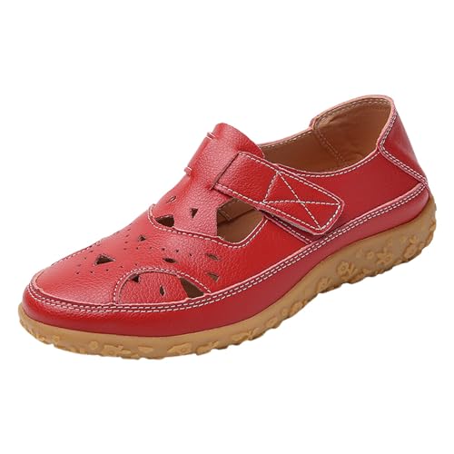 Generisch Schuhe Wasserdicht Damen Zehensandalen Aus Bequeme Weiche Sohle Knöchelriemen Orthopädische Strandschuhe (Red, 43) Trainingsschuhe Fitnessstudio Barfußschuhe Herbst Herren Winter Weiß von Generisch