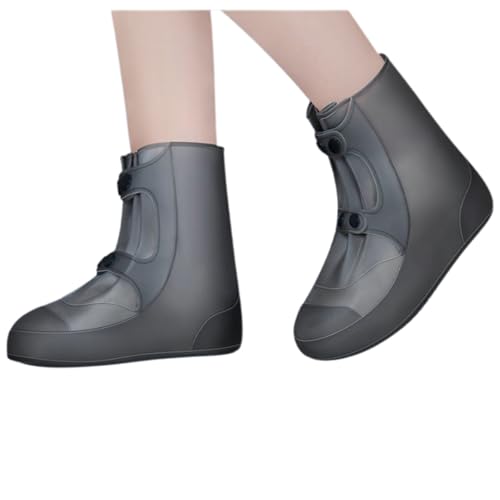 Generisch Schuhüberzüge PVC Regenstiefel für Herren Damen rutschfeste Silikon Schuhabdeckungen langlebiger Schutz dicker Boden (Grey, L) von Generisch