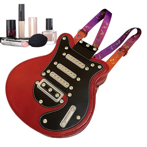 Generisch Schultertasche | Modische Gitarrenförmige Schultertasche Handtasche - Große Umhängetasche Mit Reißverschluss Vielseitige Handtasche Für Frauen Mädchen Handy Notizbücher Täglicher Einsatz von Generisch