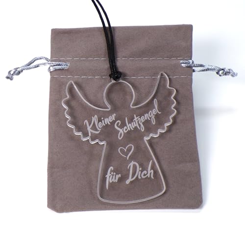 Generisch Schutzengel Engel mit Samtsäckchen Name Acryl Geschenkanhänger Schlüsselanhänger von Generisch