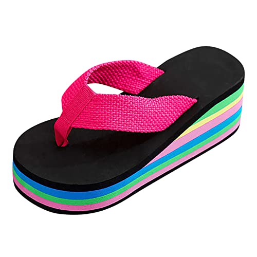 Generisch Schwarz Damen Schuhe Flops Farbe Sohle Strand Flip Flops Mode Hausschuhe Dicke Sohle Flip Flops Sommer Lässige Mode Strand Hausschuhe Schuhe Sommer Damen Rot (Red, 39) von Generisch