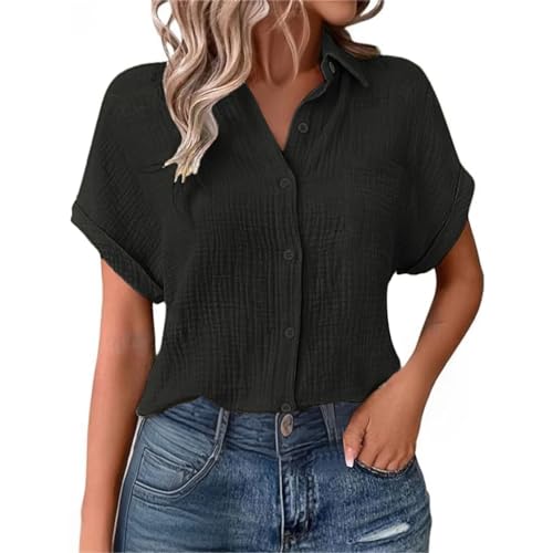 Generisch Schwarze Bluse Damen Oversized Leinenbluse Musselin Hemd Bluse Tuniken Oberteile Kurzarm Longbluse Hemdbluse Freizeit Tshirt Teenager Mädchen Frauen Blusen & Tuniken Generisch Schwarze Bluse Damen Oversized Leinenbluse Musselin Hemd Bluse Tuniken Oberteile Kurzarm Longbluse Hemdbluse Freizeit Tshirt Teenager Mädchen Frauen Blusen & Tuniken von Generisch