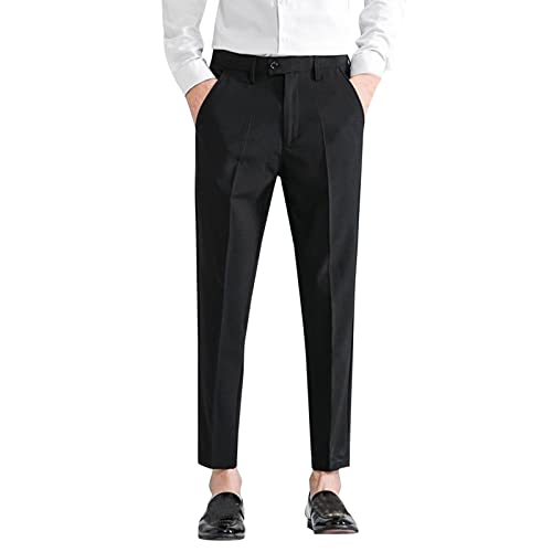 Generisch Schwarze Bundfaltenhose Herren Kurze Schlafanzughose Men Anzughose Herren Regular fit 106 Schlafanzughose Herren lang Baumwolle mit bündchen Schlafanzughose Herren lang mit Bund von Generisch