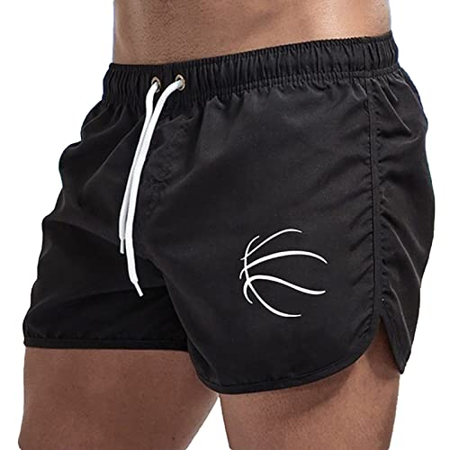 Generisch Schwarze Hose Herren Badehose Herren Kurz Hosen Swimming Shorts Men Neon Boxer Badeshorts Schwimmhose Schnelltrocknend Boardshorts Strandhose Sommerhose Herren Leicht Running Sportshorts von Generisch