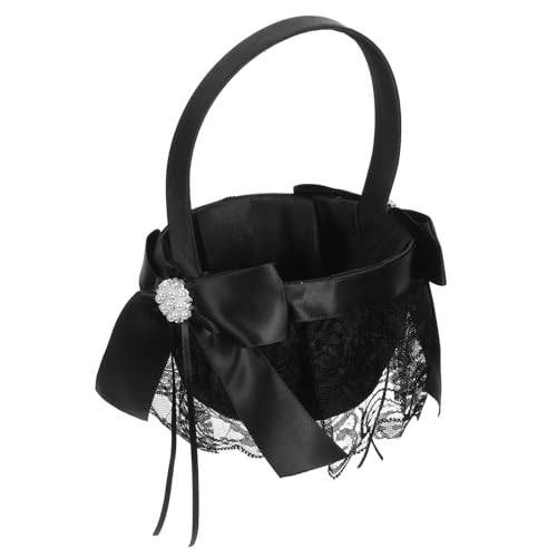 Generisch Schwarzer Blumenmädchenkorb Hochzeit mit Stabilem Griff Eleganter Blütenhalter für Romantische Zeremonien Vielseitiger Blumenkorb für Vintage Moderne Hochzeitsstile Stilvolles von Generisch
