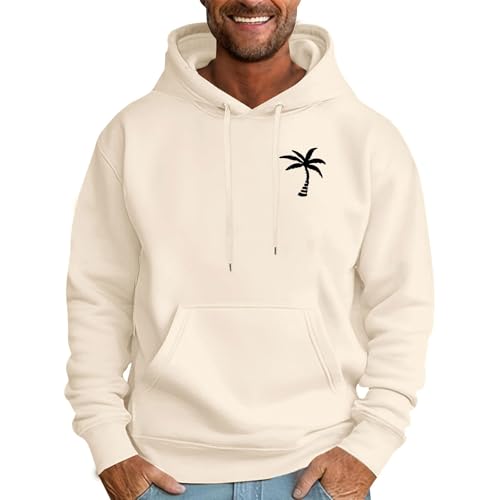 Generisch Schwarzer Hoodie Kapuzenpullover Herrenmode Hoodies & Sweatshirts Kokosnuss-Print Fleece Sweatshirts Streetwear Langarm Pullover Hoodie (AA-Beige, L) von Generisch