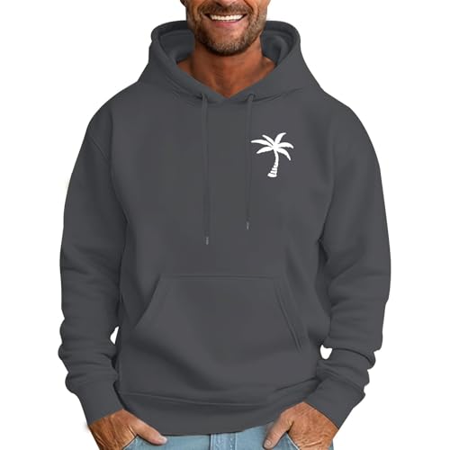 Generisch Schwarzer Hoodie Kapuzenpullover Herrenmode Hoodies & Sweatshirts Kokosnuss-Print Fleece Sweatshirts Streetwear Langarm Pullover Hoodie (AA-Dark Gray, XL) von Generisch